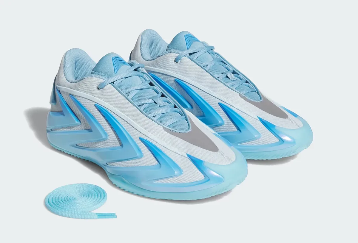 adidas Anthony Edwards 3 Cold Blooded basketball shoes in blue grey and silver