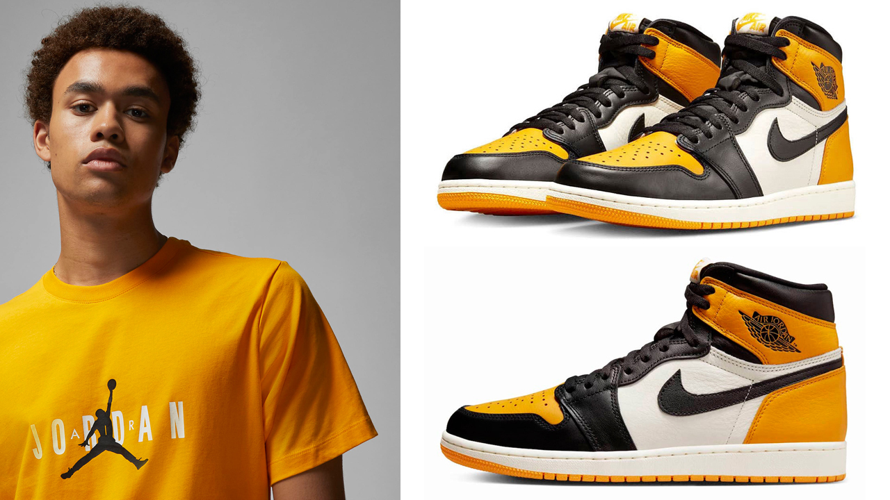 Black and yellow 2024 jordan 1 shirt