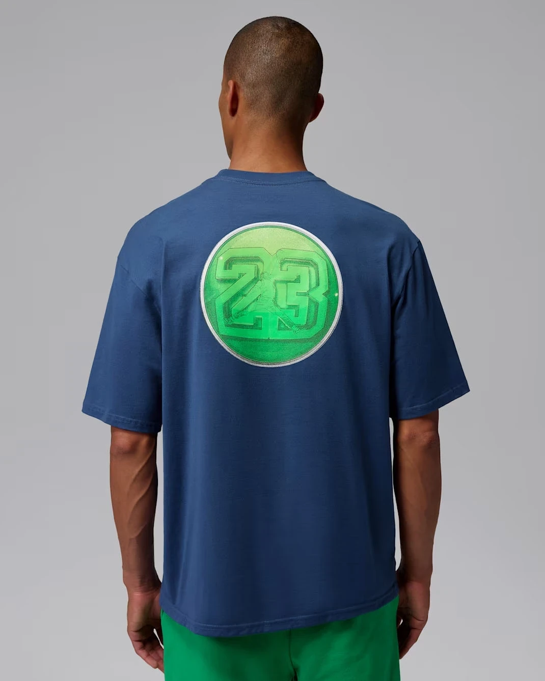 Back view of the Jordan AJ13 T-Shirt in French Blue featuring a large AJ23 graphic.