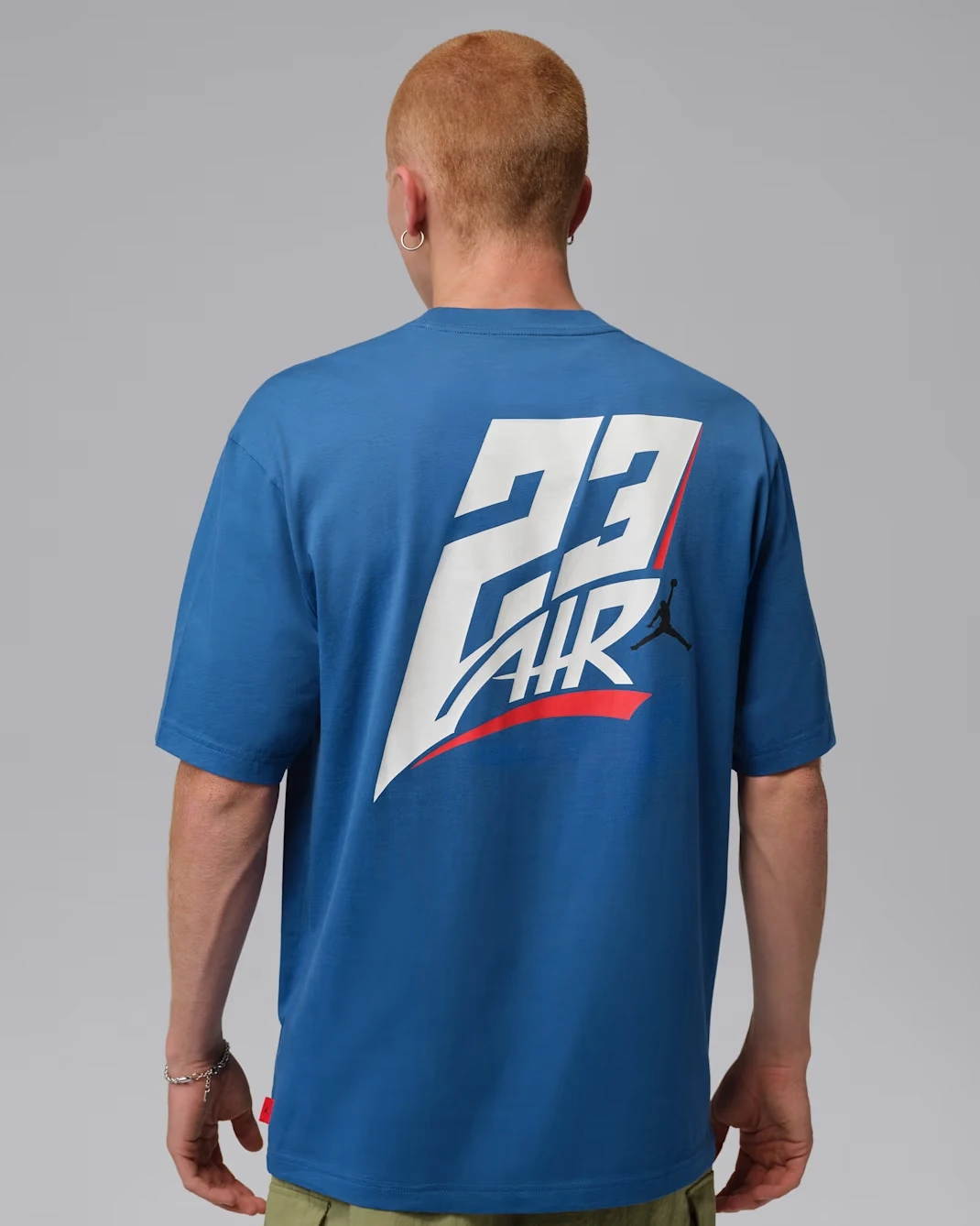 Back view of the Jordan Brooklyn Air 85 t-shirt in a True Blue colorway