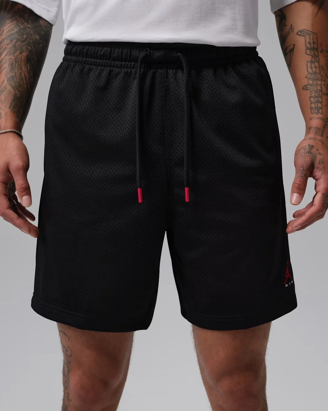 Jordan Brooklyn Championship Mesh Shorts in Black and University Red