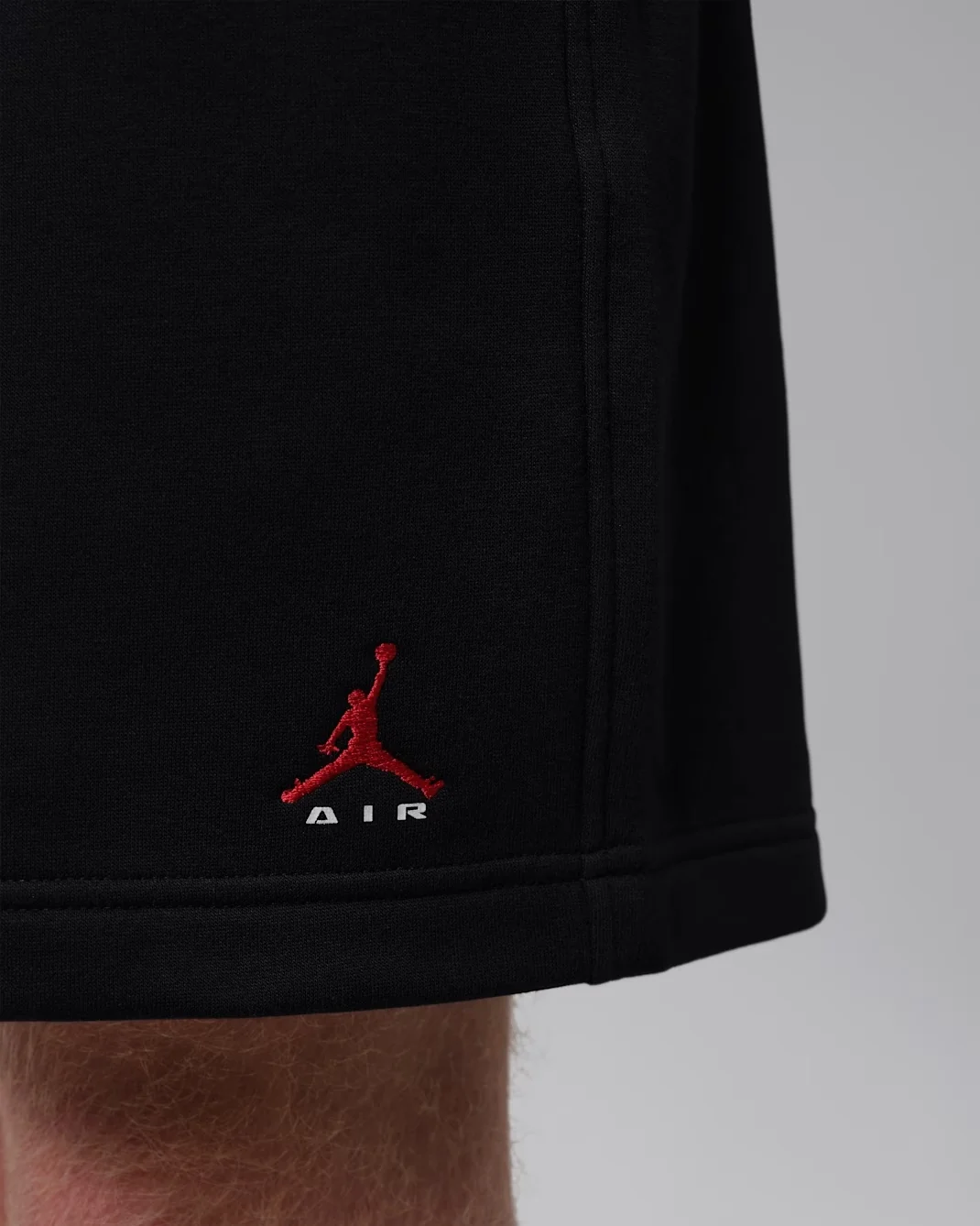 Jordan Brooklyn Fleece Shorts in Black and University Red detail