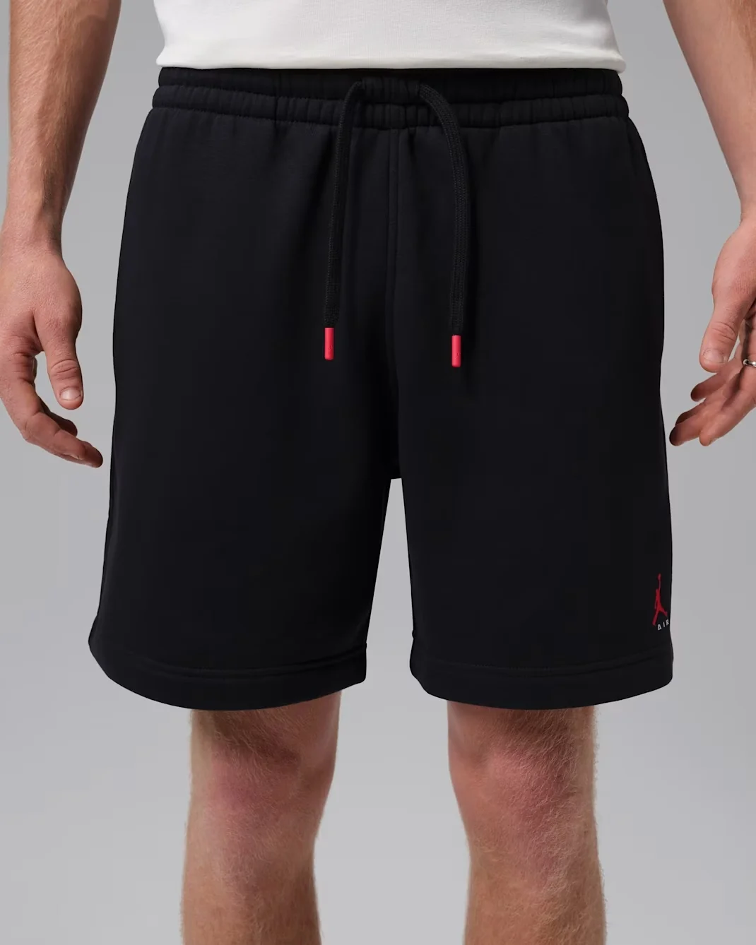 Shorts – Black/Gym Red Jordan Brooklyn Fleece Shorts in Black with University Red accents