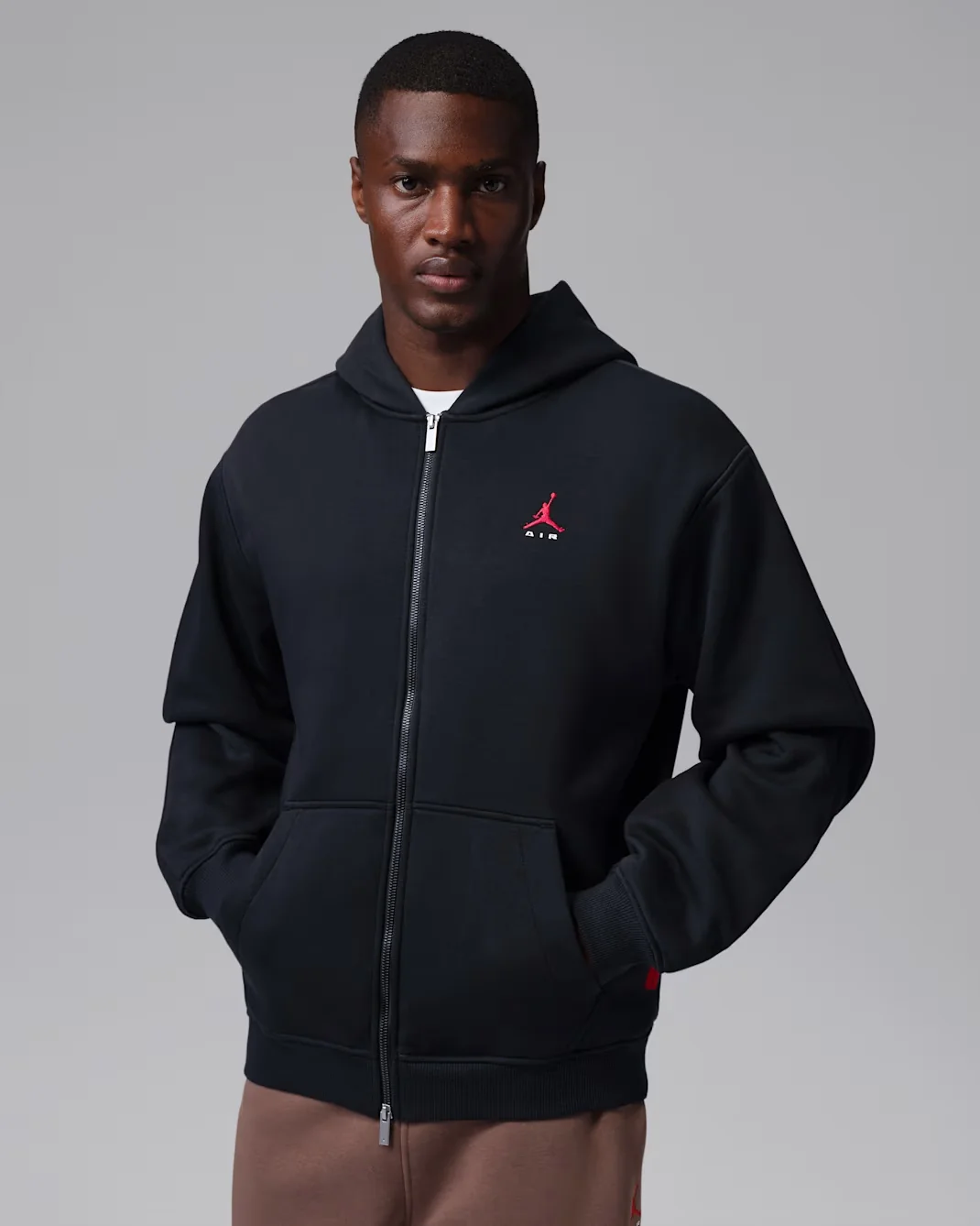 Hoodie – Black/Gym Red Jordan Brooklyn Full-Zip Hoodie in Black and University Red Red