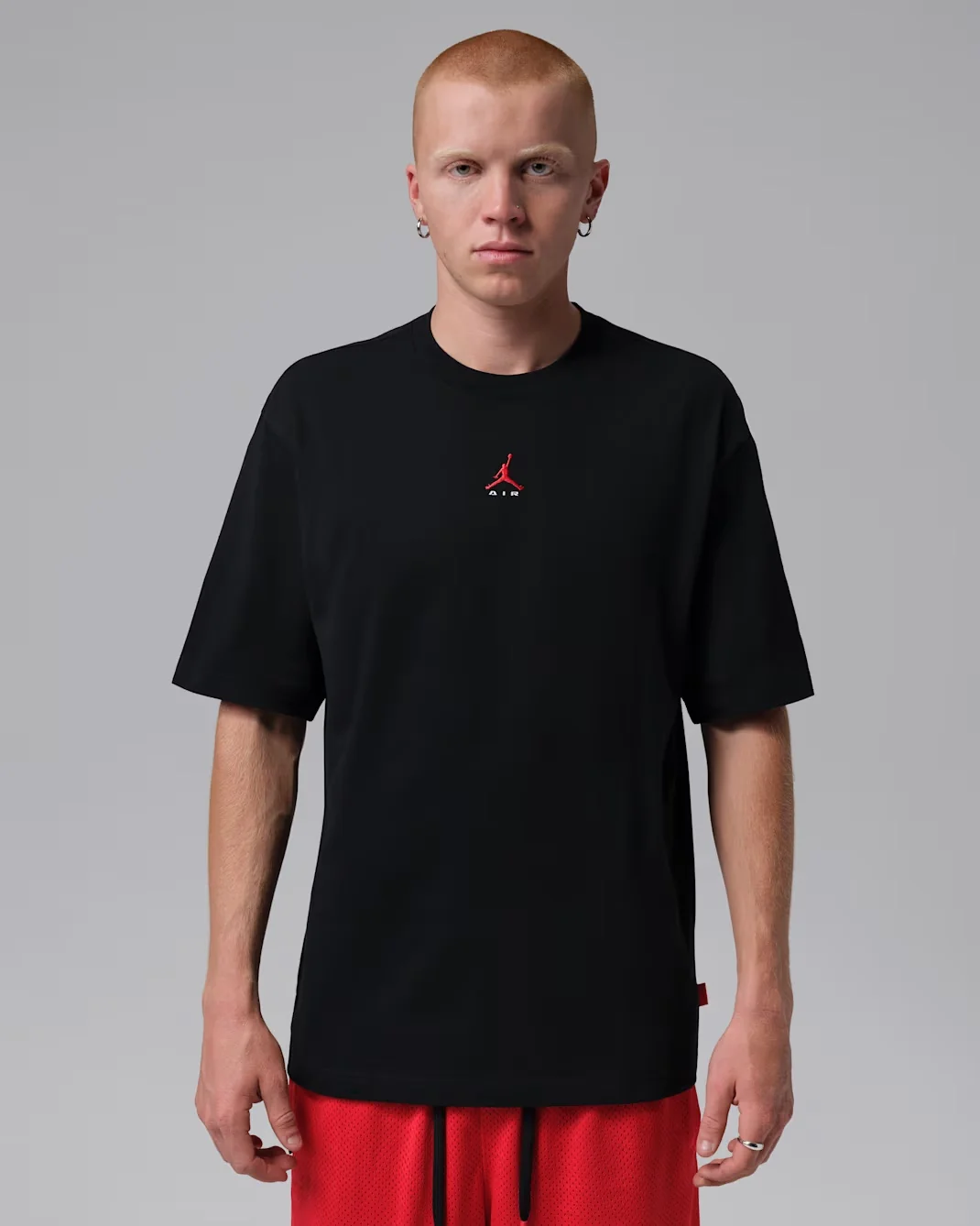 Jordan Brooklyn Laser Jumpman T-Shirt in Black and Gym Red