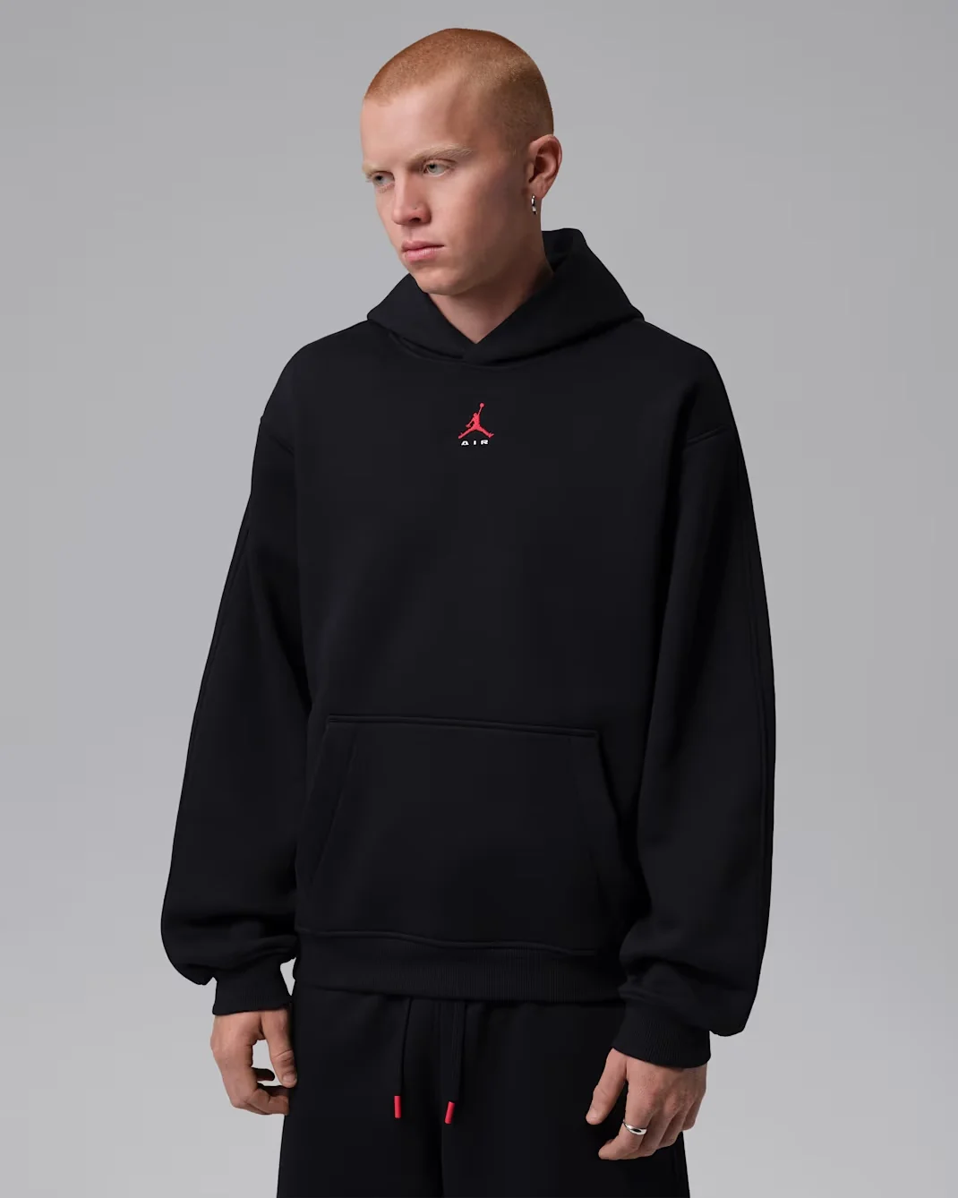Jordan Brooklyn Pullover Hoodie in Black and University Red