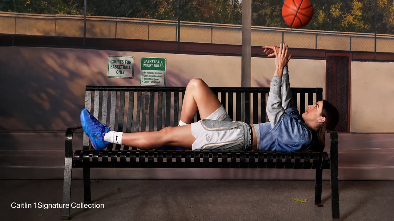 Nike Caitlin 1 collection featuring Caitlin Clark basketball shoes, hoodies, jackets, T-shirts, shorts and Nike Basketball apparel.