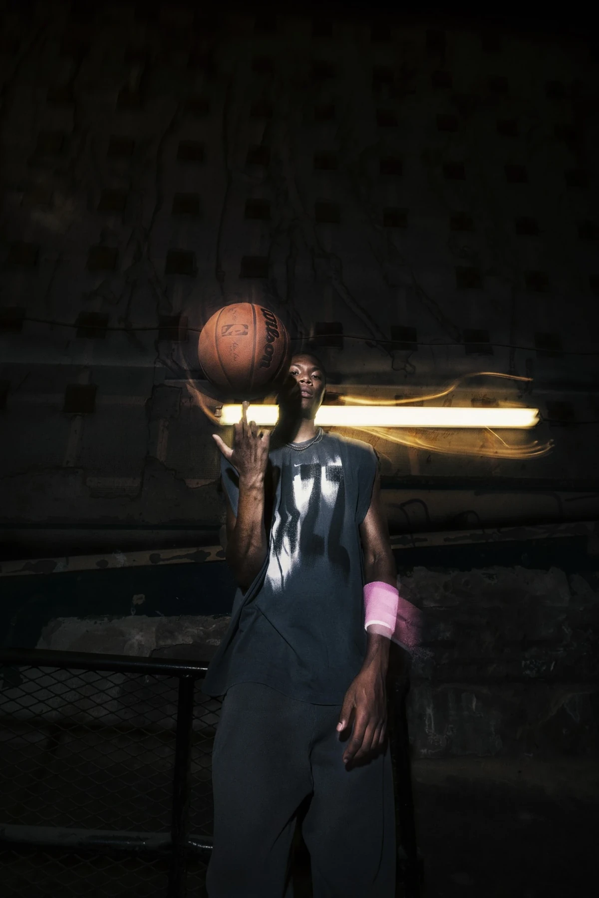 Ace Bailey wearing black, white and silver Nike NBA Standard Issue basketball apparel