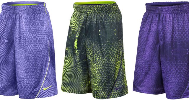 Nike Kobe Bryant Purple/Gold Snakeskin Dri-Fit Shorts Size Medium