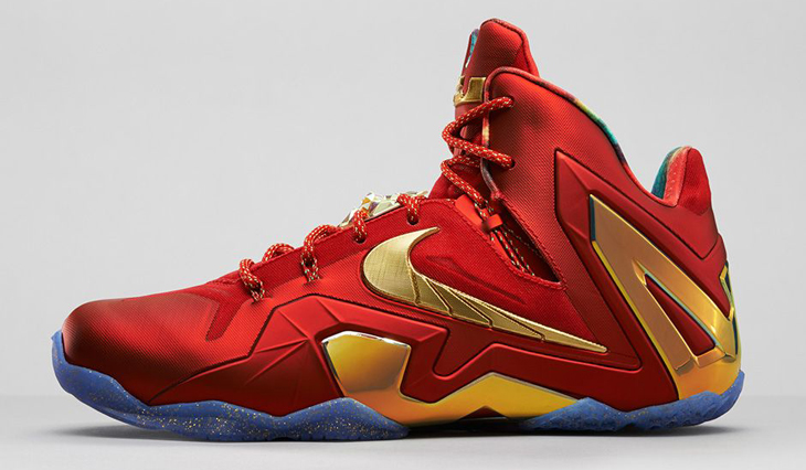 Nike LeBron 11 Elite SE University Red Gold Clothing Shirts | SportFits.com