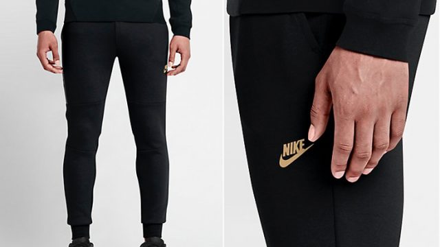 black gold nike tech fleece