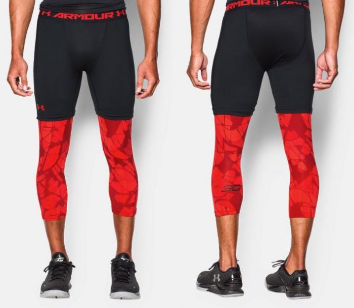 Under Armour Stephen Curry Compression Leggings Red Black | SportFits.com