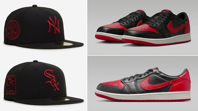 Air Jordan 1 Low OG Banned New Era MLB 59Fifty Hats Fitted Caps to Match Sneakers
