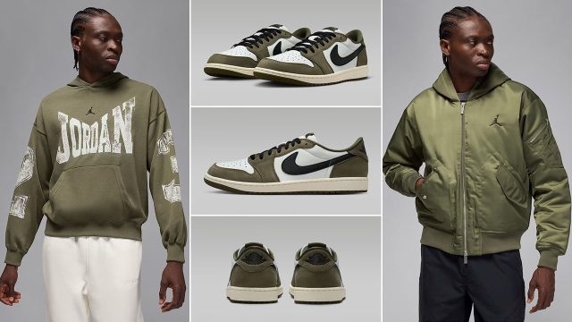 Air Jordan 1 Low OG Medium Olive Outfits to Match Sneakers
