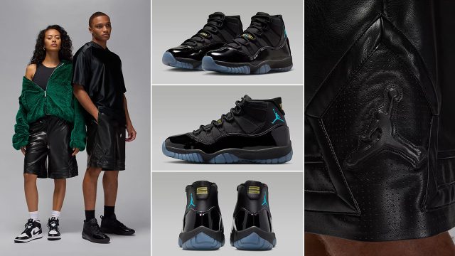 Air Jordan 11 Gamma 2025 x Jordan Black Faux Leather Shorts
