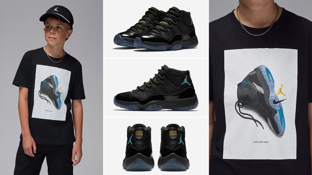 Air Jordan 11 Gamma Blue 2025 Kids T Shirt