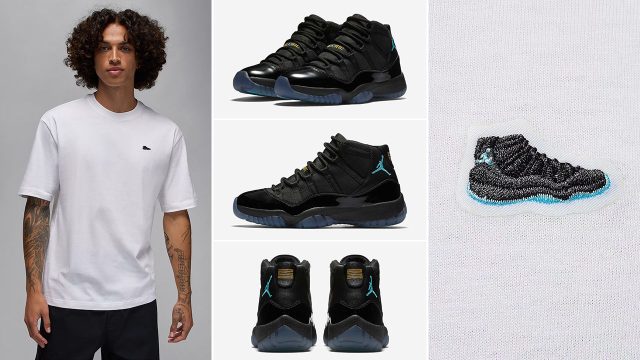 Air Jordan 11 Gamma Blue 2025 Mens Sneaker Patch T Shirt
