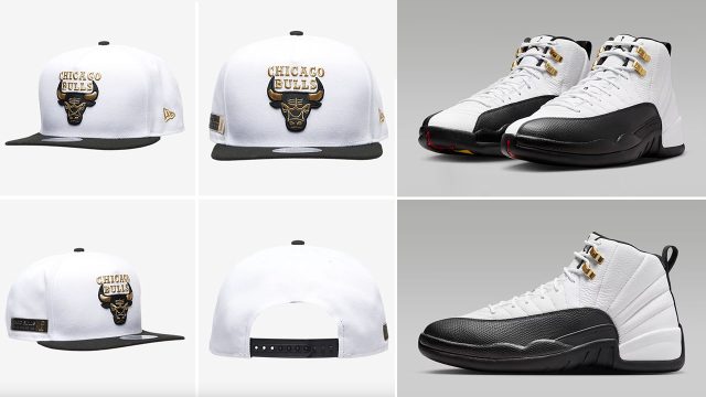 Air Jordan 12 Taxi 2025 New Era Bulls 9FIFTY A Frame Snapback Hat