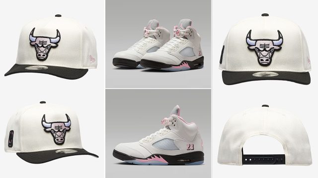Air Jordan 5 Medium Soft Pink New Era Bulls Hat to Match Sneakers