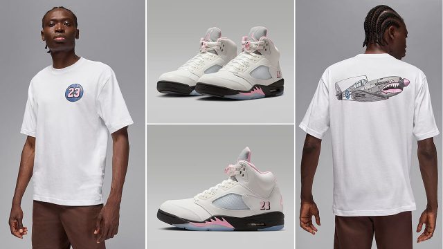 Air Jordan 5 Medium Soft Pink Shirt to Match Sneakers