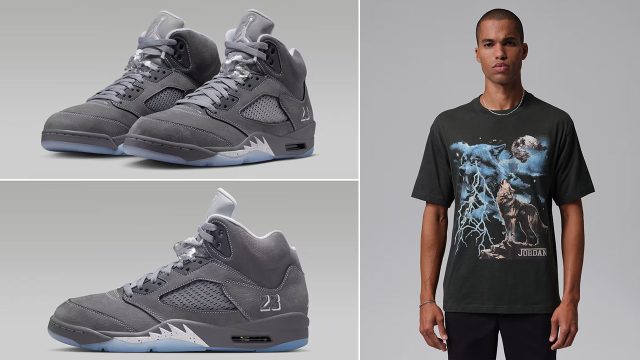 Air Jordan 5 Retro Wolf Grey 2026 Mens Graphic T-Shirt