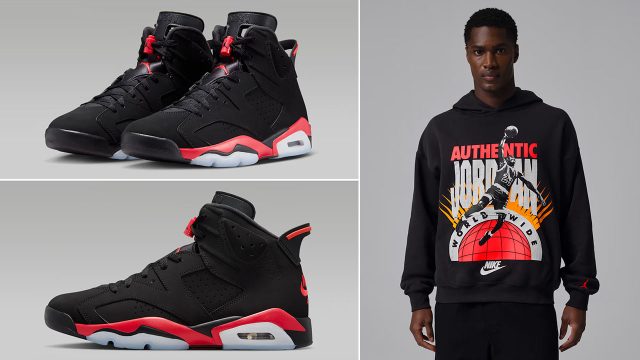 Air Jordan 6 Reverse Infrared Salesman x Jordan Brooklyn Fleece Mens Pullover Hoodie Black Infrared 23
