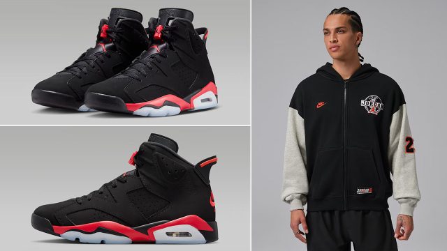 Air Jordan 6 Reverse Infrared Salesman x Jordan Brooklyn Worldwide Men's Oversized Full Zip Hoodie