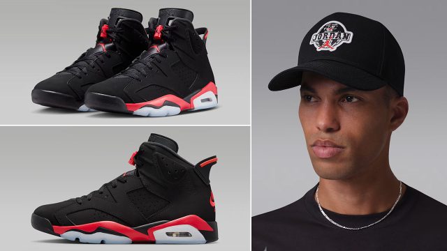 Air Jordan 6 Reverse Infrared Salesman x Jordan Rise Worldwide Snapback Hat Black Infrared 23
