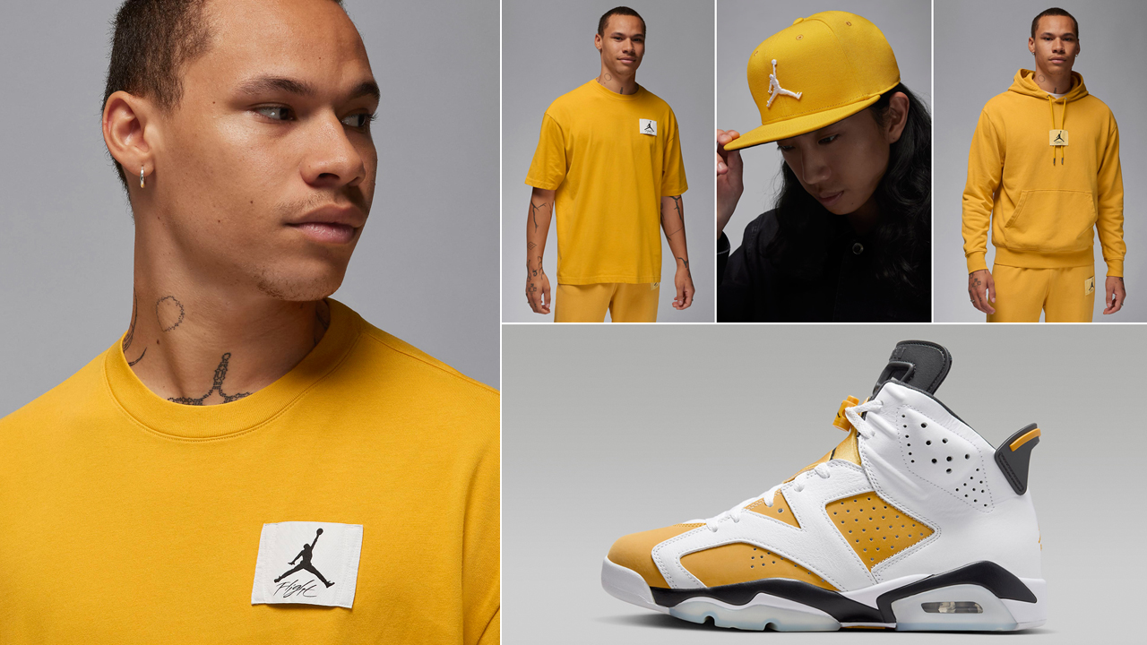 Air Jordan 6 Yellow Ochre Outfits Shirts Hats Clothing Match