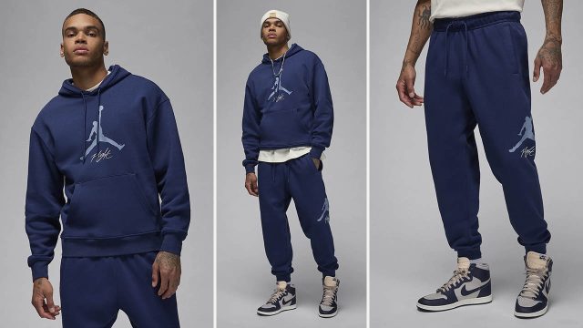 Jordan Essentials Fleece Hoodie and Pants Midnight Navy