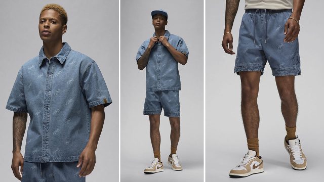 Jordan Denim Flight Heritage Shirt and Shorts