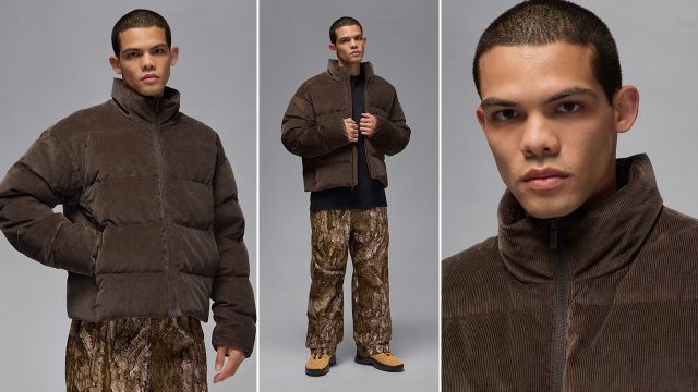 Jordan Flight Mens Down Puffer Jacket Baroque Brown
