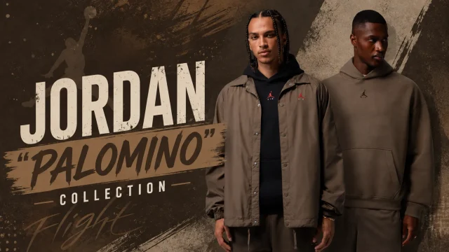 Jordan “Palomino” Collection featuring brown Jordan Brand apparel and sneakers.