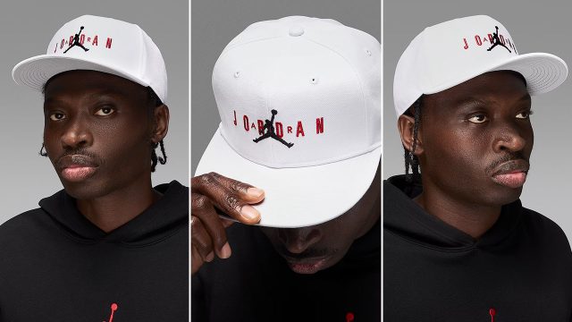 Jordan Pro Structured Snapback Hat White Red Black