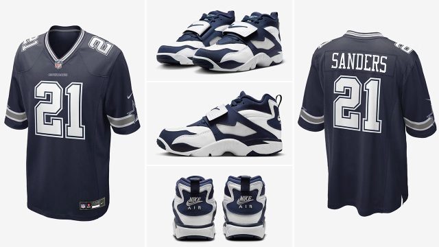 Nike Air Diamond Turf Cowboys Shoes and Dieon Sanders Jersey Shirt Outfit