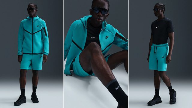 Nike Tech Fleece Clothing Dusty Cactus Black Hoodie Shorts