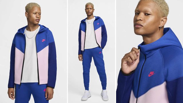 Nike Tech Fleece Full Zip Hoodie Game Royal Pink Foam Deep Royal Blue Hyper Pink