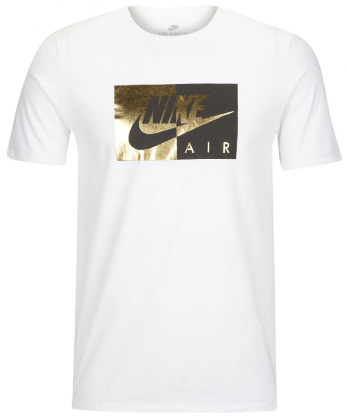 white & gold nike shirt