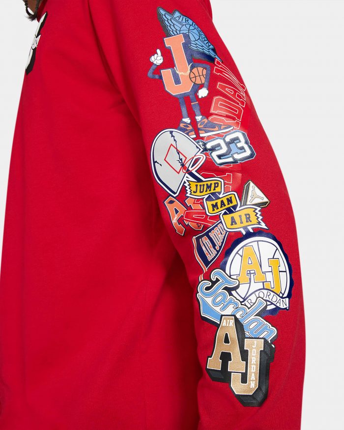 varsity red jordan shirt