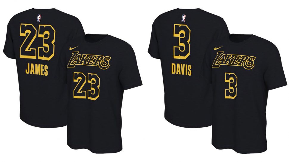 lakers wearing black mamba jersey