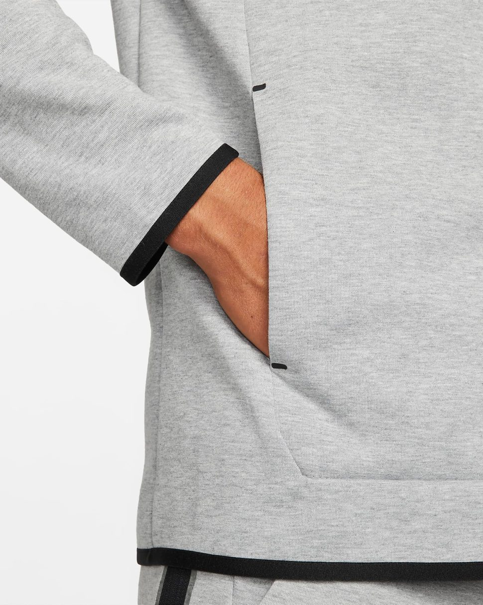 Nike Tech Fleece Graphic Hoodie in Dark Grey White and Black