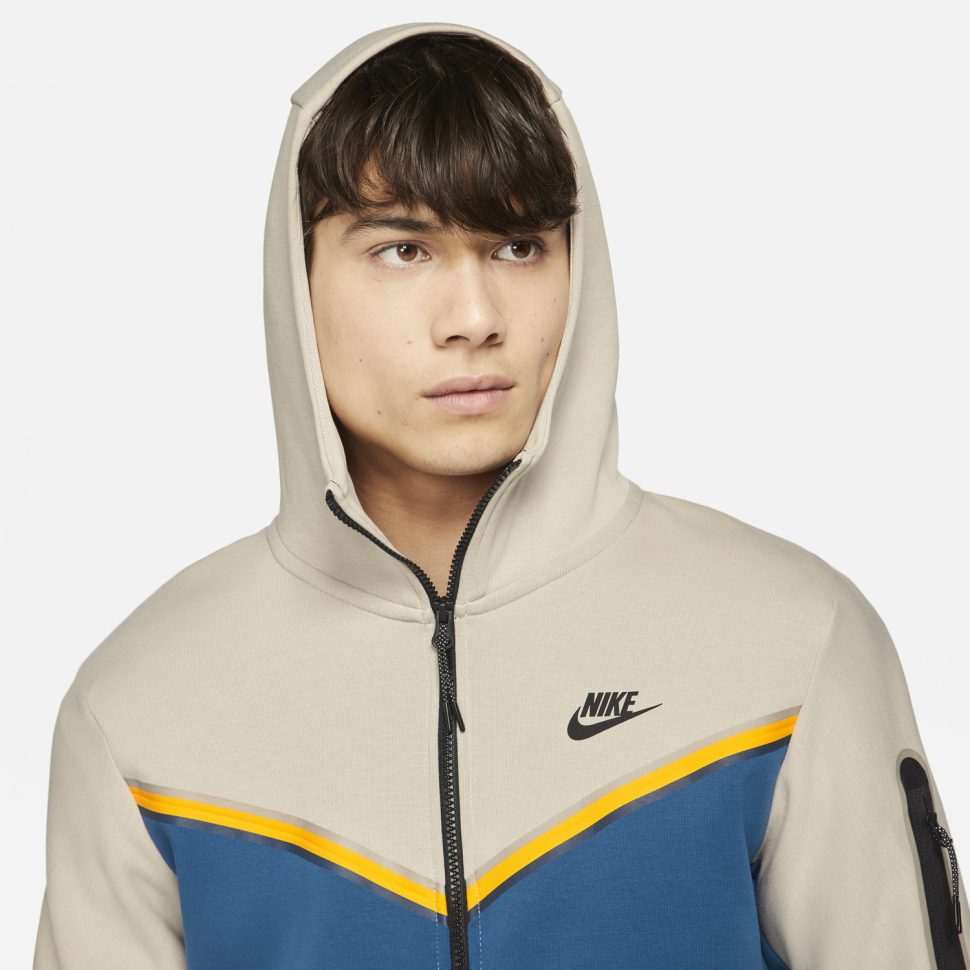 Nike Tech Fleece Hoodie in Cream Court Blue Black