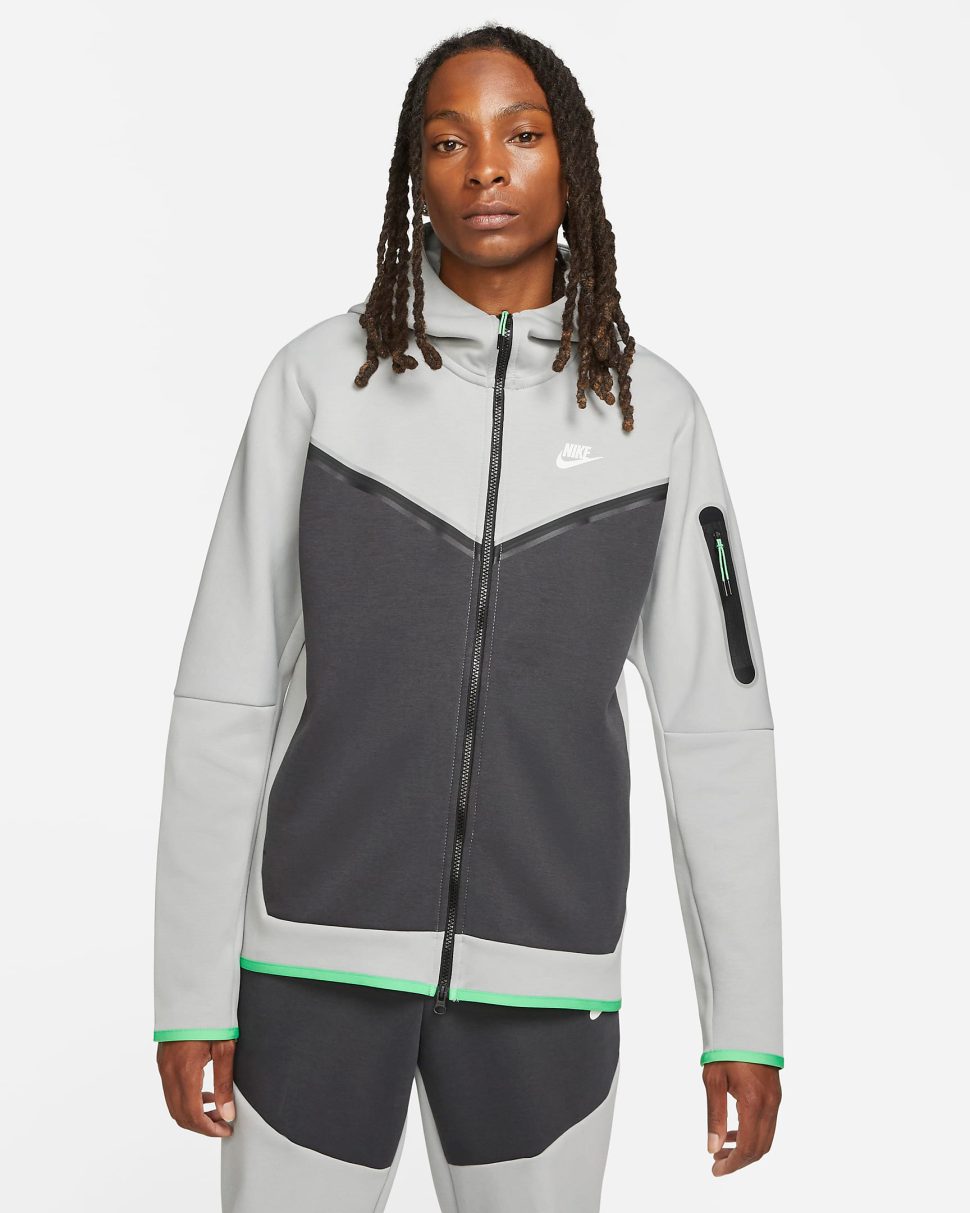 Nike Tech Fleece Hoodie and Pants Smoke Grey Anthracite Green