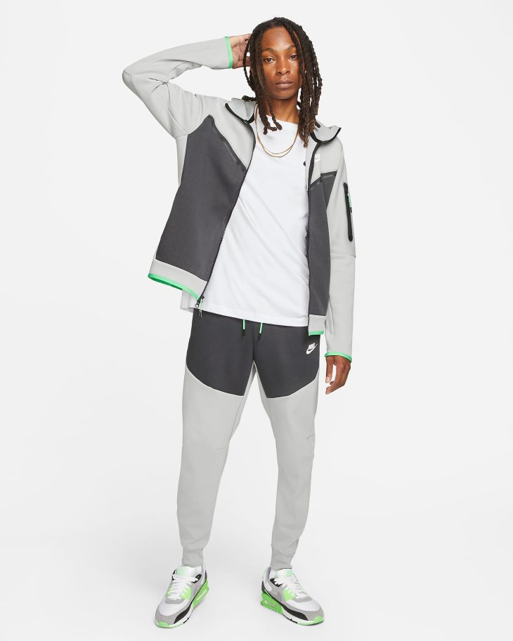 Nike Tech Fleece Hoodie and Pants Smoke Grey Anthracite Green