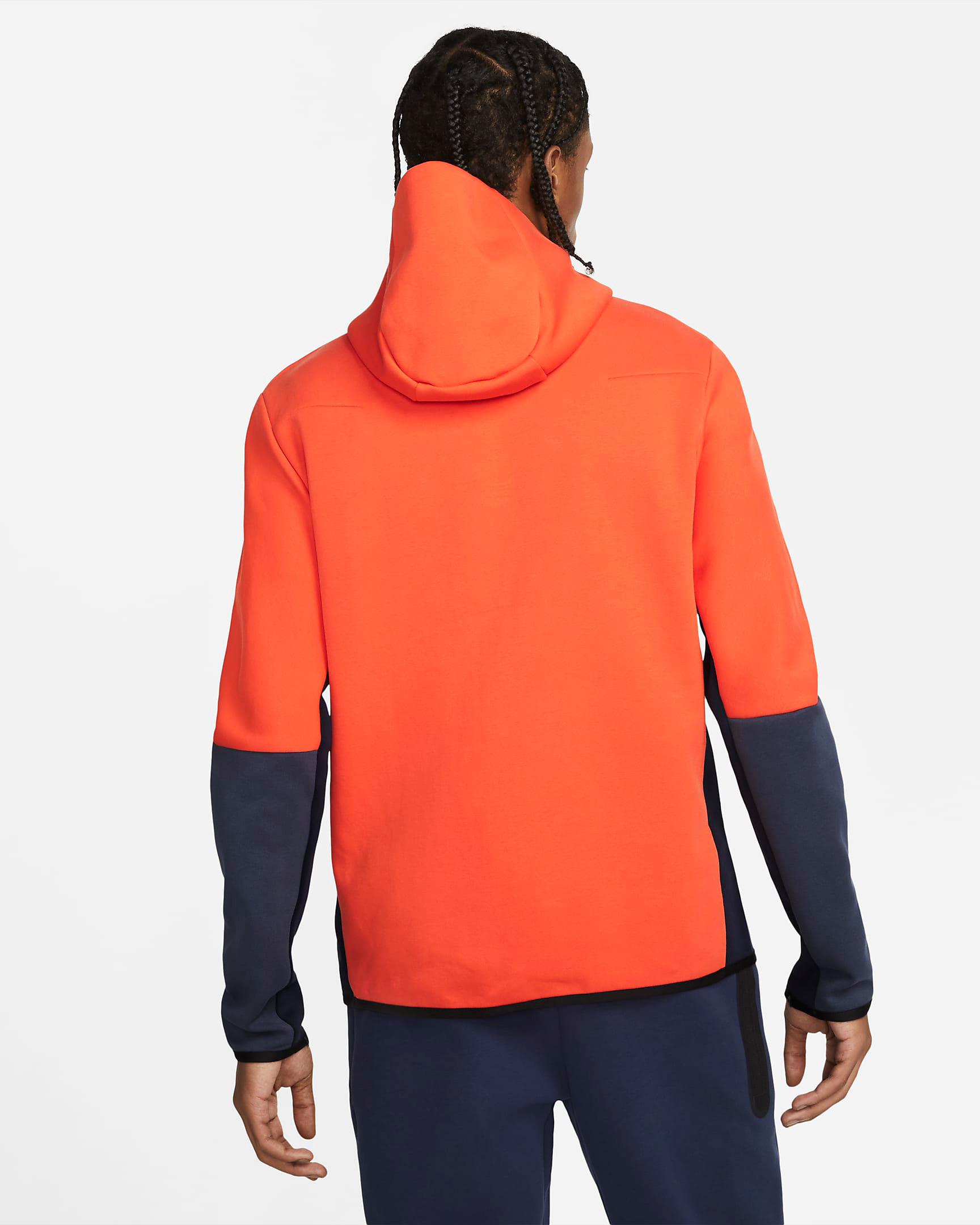 Nike Tech Fleece Hoodie in Team Orange Black Navy